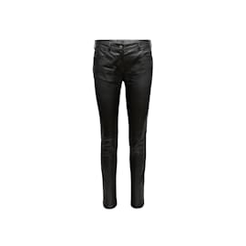 Balenciaga-Schwarze Balenciaga-Lederhose mit schmalem Bein, Größe EU 40-Schwarz