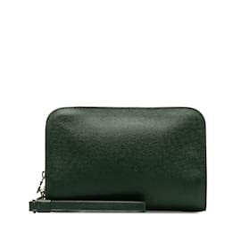 Louis Vuitton-Green Louis Vuitton Taiga Baikal Clutch Bag-Green