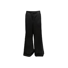 Chanel-Pantalón negro de lana con puños Chanel Talla FR 50-Negro