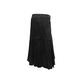 Chanel-Black Chanel Fall/Winter 2005 Pleated Wool Skirt Size FR 48-Black