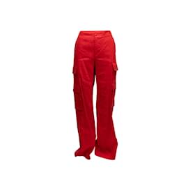 Alice + Olivia-Pantaloni cargo in lino rossi Alice + Olivia taglia US 8-Rosso