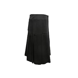 Autre Marque-Saia plissada Chanel Boutique preta vintage tamanho US L-Preto