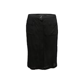 Autre Marque-Vintage Black Chanel Boutique Spring/Summer 1999 Wool Skirt Size FR 48-Black