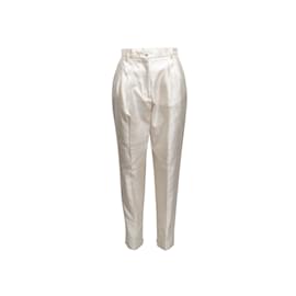 Dolce & Gabbana-Pantalon fuselé en soie Dolce & Gabbana blanc taille IT 44-Blanc