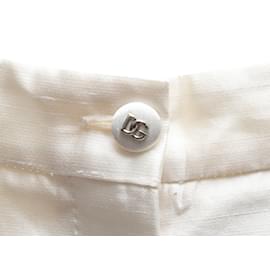 Dolce & Gabbana-White Dolce & Gabbana Silk Tapered Trousers Size IT 44-White