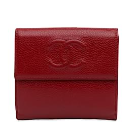 Chanel-Portefeuille compact Chanel CC Caviar rouge-Rouge