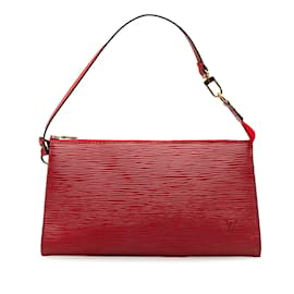 Louis Vuitton-Rote Louis Vuitton Epi Pochette Accessoires Baguette-Rot