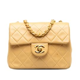 Chanel-Yellow Chanel Mini Square Classic Lambskin Single Flap Crossbody Bag-Yellow