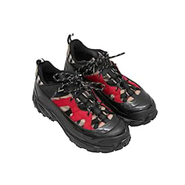 Burberry-Black & Multicolor Burberry Arthur Low-Top Sneakers Size 38.5-Black