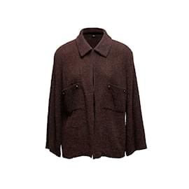 Autre Marque-Vintage marrón y negro Chanel Boutique lana Boucle chaqueta tamaño US M/l-Castaño