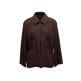 Autre Marque-vintage Marron & Noir Chanel Boutique Laine Boucle Veste Taille US M/l-Marron