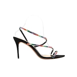 Alexandre Birman-Black & Multicolor Crystal-Embellished Heeled Sandals Alexandre Birman Size 40-Black