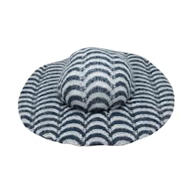 Autre Marque-Navy & White Andre Walker Mohair Wide Brim Hat Size US XS-Navy blue