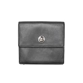 Chanel-Portefeuille en cuir Chanel noir vintage-Noir