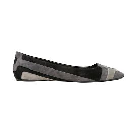 Black & Grey Roger Vivier Suede Ballet Flats Size 39 Black