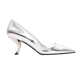 Roger Vivier-Silver Roger Vivier Patent Pointed-Toe Comma Heels Size 39-Silvery