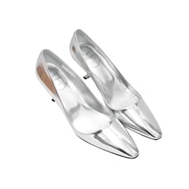 Roger Vivier-Silver Roger Vivier Patent Pointed-Toe Comma Heels Size 39-Silvery