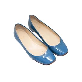 Christian Louboutin-Blue Christian Louboutin Patent Ballet Flats Size 37-Blue