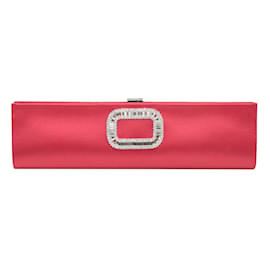 Roger Vivier-Pochette rose Roger Vivier en satin ornée de cristaux-Rose