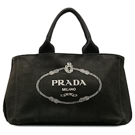 Prada-Black Prada Canapa Logo Tote-Black