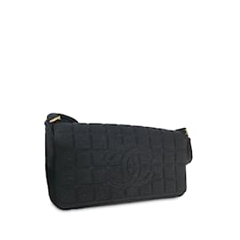 Chanel-Black Chanel Jersey Knit Chocolate Bar Flap Shoulder Bag-Black