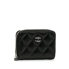Chanel-Black Chanel Quilted Lambskin Leather Coin Pouch-Black