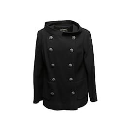 Chanel-Chaqueta Chanel negra de lana con forro y botonadura talla FR 48-Negro