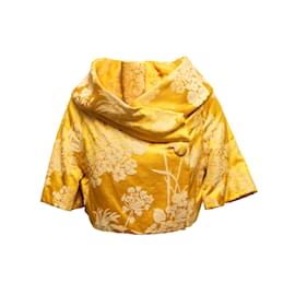 Autre Marque-Vintage amarillo Branell Jacquard Bolero Tamaño US M/l-Amarillo