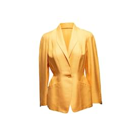 Thierry Mugler-Vintage Yellow Thierry Mugler 1988 Silk Blazer Size FR 40-Yellow