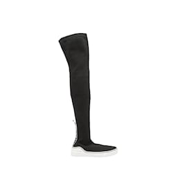 Givenchy-Zapatillas tipo calcetín por encima de la rodilla de Givenchy en blanco y negro Talla 38.5-Negro