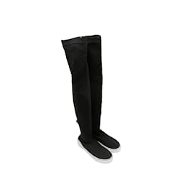 Givenchy-Zapatillas tipo calcetín por encima de la rodilla de Givenchy en blanco y negro Talla 38.5-Negro