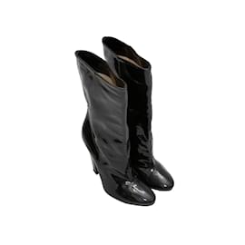 Jimmy Choo-Black Jimmy Choo Patent Leather Heeled Boots Size 38-Black