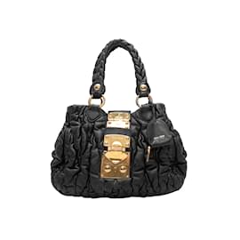 Miu Miu-Black Miu Miu Crinkle Leather Crossbody Bag-Black