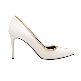 Tom Ford-White & Gold-Tone Tom Ford Pointed-Toe Zipper Pumps Size 37-White