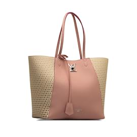 Louis Vuitton-Pink Louis Vuitton Perforated Lockme Cabas Tote Bag-Pink