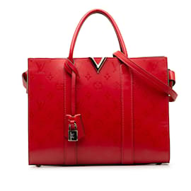 Louis Vuitton-Bolsa Louis Vuitton Monograma Cuir Plume Very Tote MM vermelha-Vermelho