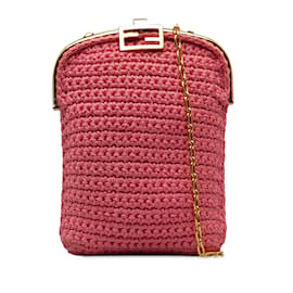 Fendi-Pink Fendi Crochet Baguette Phone Bag-Pink