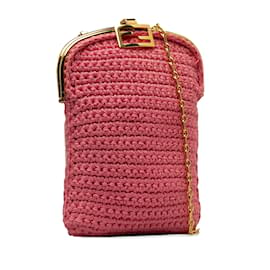 Fendi-Pink Fendi Crochet Baguette Phone Bag-Pink