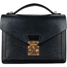 Louis Vuitton-Louis Vuitton Noir Epi Leder Monceau Handtasche-Schwarz