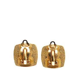 Chanel-Gold Chanel Square CC Clip On Earrings-Golden