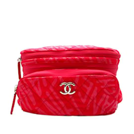Chanel-Rosafarbener Chanel-Coco-Neige-Umwandelbarer Nylon-Rucksack mit Print-Pink
