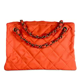 Chanel-Orange Chanel Quilted Nylon Shoulder Bag-Orange