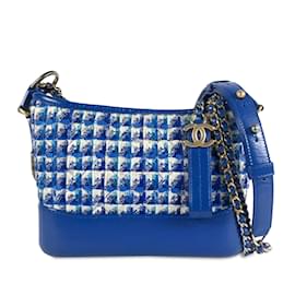 Chanel-Blue Chanel Small Tweed Gabrielle Hobo Crossbody Bag-Blue