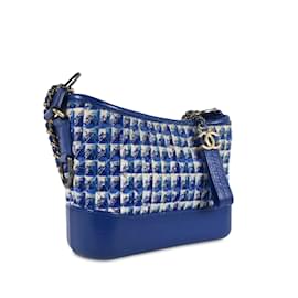 Chanel-Blue Chanel Small Tweed Gabrielle Hobo Crossbody Bag-Blue