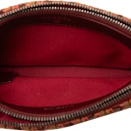 Chanel-Pochette zippée doublée Gabrielle en tweed rouge Chanel avec sac à bandoulière en chaîne-Rouge