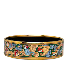 Hermès-Gold Hermes Wide Enamel Bangle Costume Bracelet-Golden