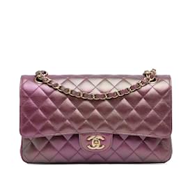 Chanel-Purple Chanel Medium Classic Iridescent Lambskin lined Flap Shoulder Bag-Purple
