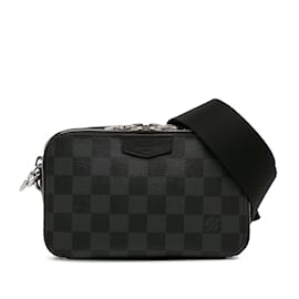 Louis Vuitton-Black Louis Vuitton Damier Graphite Alpha Wearable Wallet Crossbody Bag-Black