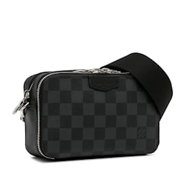 Louis Vuitton-Black Louis Vuitton Damier Graphite Alpha Wearable Wallet Crossbody Bag-Black