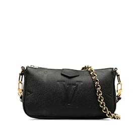 Louis Vuitton-Schwarze Louis Vuitton Monogram Giant Empreinte Multi Pochette Accessoires Umhängetasche-Schwarz